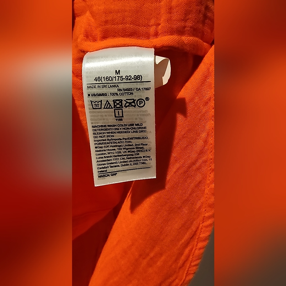 GAP Women's Orange Button-Up Top, Size M - Picture 6 of 6